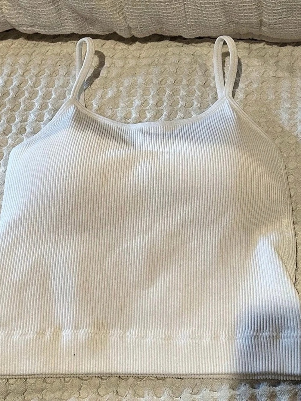 NWT - ZENANA NT-6132A Ribbed Crop Brami/Tank White Size S/M